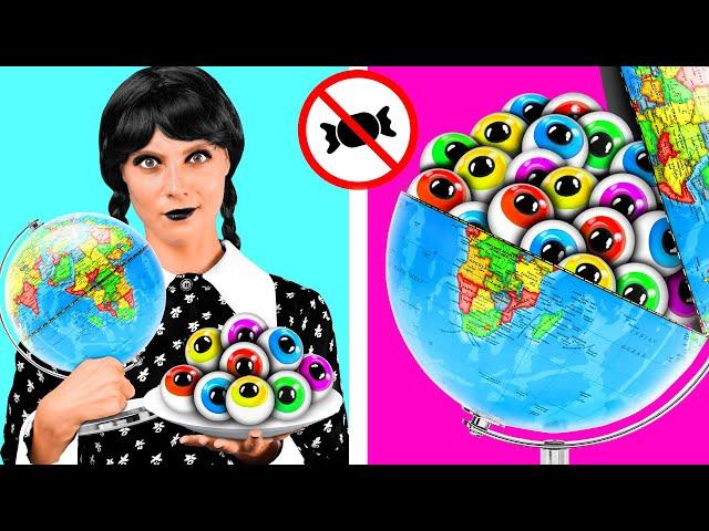 How To Sneak Candy In Class with Wednesday Addams | Crazy Challenge by Fun Teen