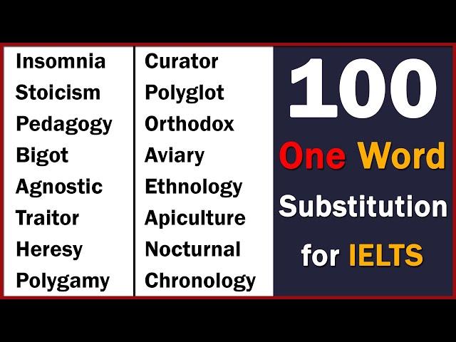 100 One Word Substitution for Competitive Exams | Advanced Vocabulary for IELTS