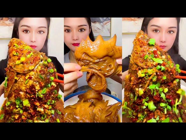 Eating Spicy Big Fish Fry Mukbang | Eating Fish Curry | Chicken Head Curry | ASMR eating videos