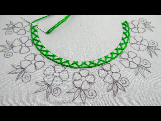 Latest hand embroidery amazing floral neckline design for kurti| New neck design-2024