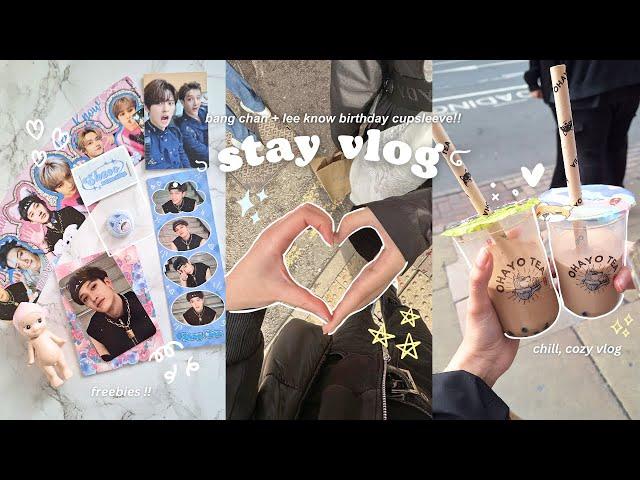 [STAY VLOG] cozy vlog w/ bff ⋆˙‧₊˚ stray kids cupsleeve, kpop shopping, korean streetfood ˖°