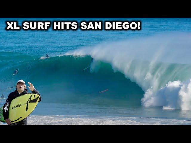 MASSIVE XL SURF HITS SAN DIEGO! (First Big Winter Swell)