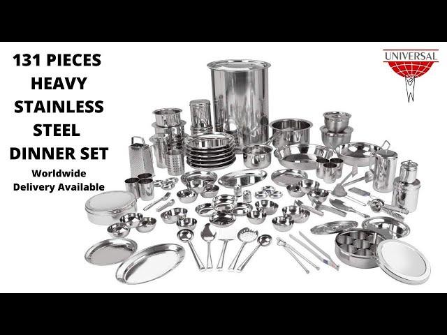 Buy Heavy Stainless Steel Dinner Set Online | 131 Pieces Heavy Stainless Steel Dinnerware Set