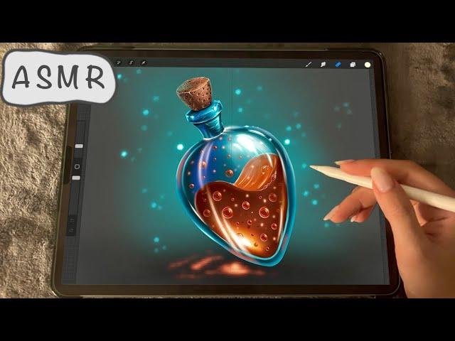  iPad ASMR (3 HOURS) - Painting a POTION glass - Clicky Whispers - Writing Sounds