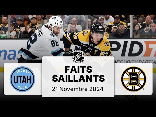 Club de hockey de l'Utah vs Bruins 21/11/24 | Faits saillants