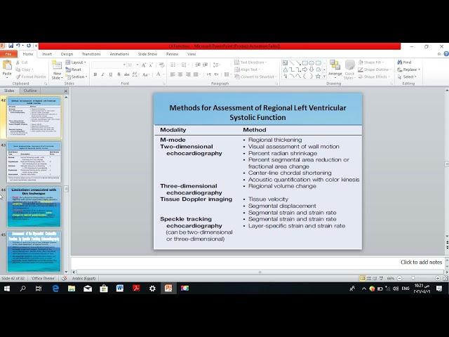 Assessment of Regional  LV systolic Function