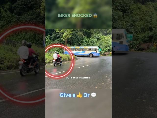 TNSTC Blue Bus Takes Sharp U-Turn | Biker Freezes at Curve!  #shorts