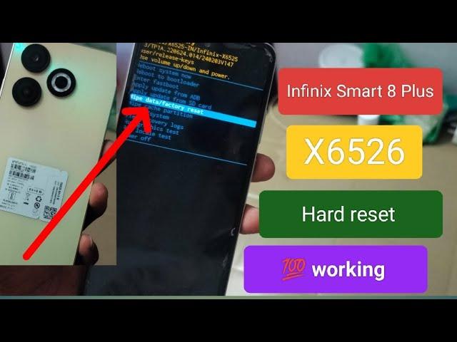 Infinix Smart 8 Plus X6526 Hard Reset Without Pc | x6526 Hard Reset not working