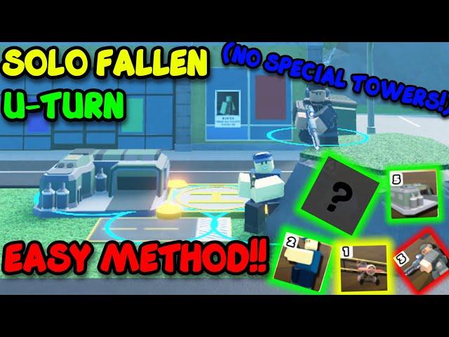 SOLO FALLEN U-TURN EASY METHOD! (NO SPECIAL TOWERS) | Tower Defence Simulator