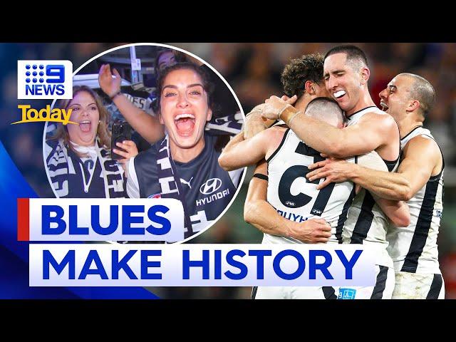 Blues through to first AFL Preliminary Final in nearly 23 years | 9 News Australia