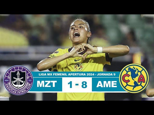 Mazatlan vs America Femenil 1-8 Resumen Goles 2024