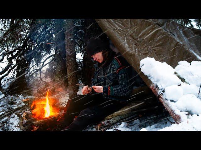 3 Day Winter Bushcraft Deep in the Snowy Forest ️ Survival Camping