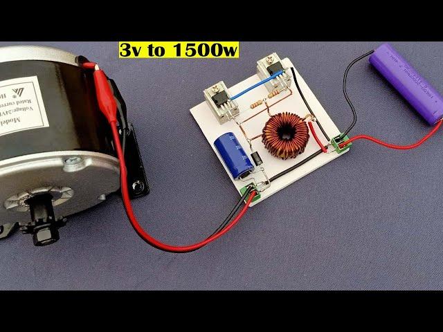 DC 3.7V to 1500W // High Power DC Boost 1500W DC  Motor Run With 3V Battery, Simple & Powerful