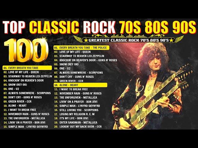 Guns N' Roses, Bon Jovi, Metallica, ACDC, U2, Queen, Aerosmith | Classic Rock 70s 80s 90s Full Album