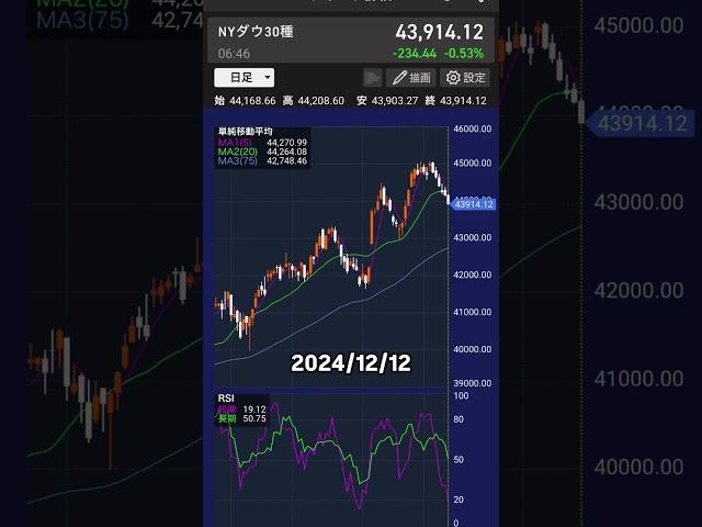 NYダウ平均株価 2024/12/12