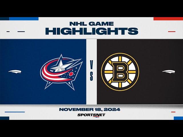 NHL Highlights | Blue Jackets vs. Bruins - November 18, 2024