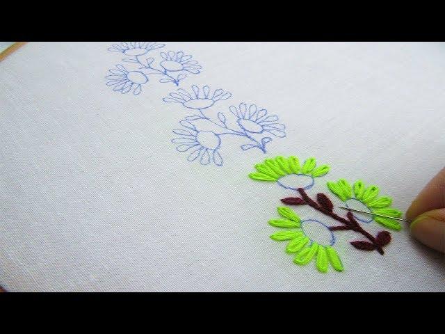 Hand Embroidery; New Border Line Design; Lazy Daisy Stitch