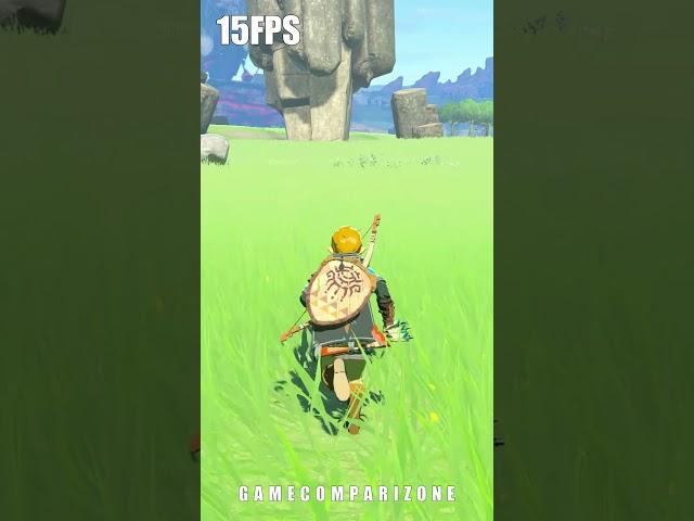 Zelda TOTK 60 fps vs 30 fps vs 15 fps comparison