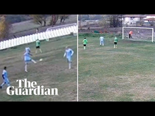 CCTV catches Bulgarian footballer's long-range screamer