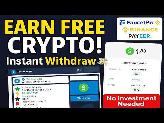 Top Paying Faucet Site 2025!  Claim Crypto Every 2 Mins | FaucetPay, Binance, Payeer Withdrawals