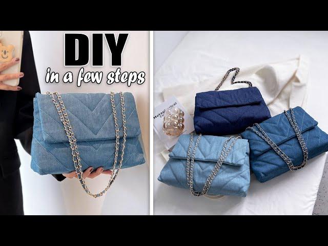 Adore DIY Denim Quilted Purse Bag Sewing at Home Idea From Scratch