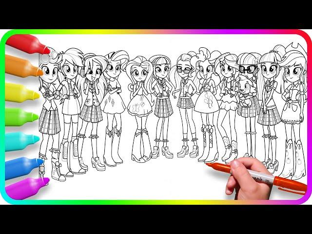 BIGGEST Coloring Pages EQUESTRIA GIRLS | MLP | How to draw My Little Pony. Easy Drawing Tutorial Art