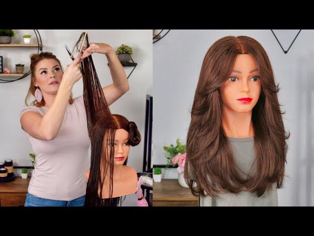 LONG HAIR | CURTAIN BANG TUTORIAL | LAYERS | FACE FRAMING | HOW TO