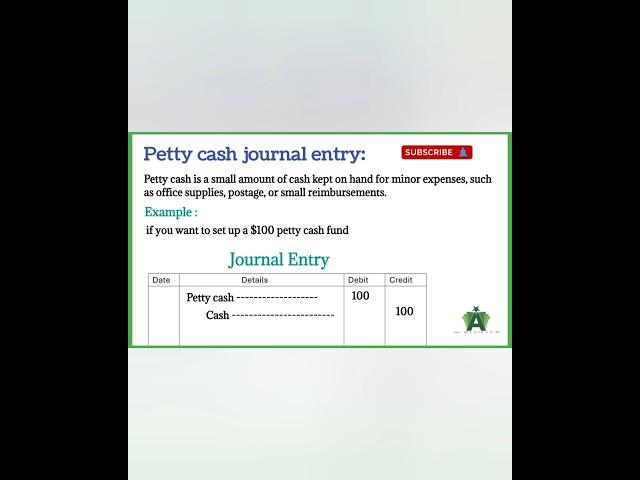 Petty cash journal entry #viral #ytshorts #youtube #youtube