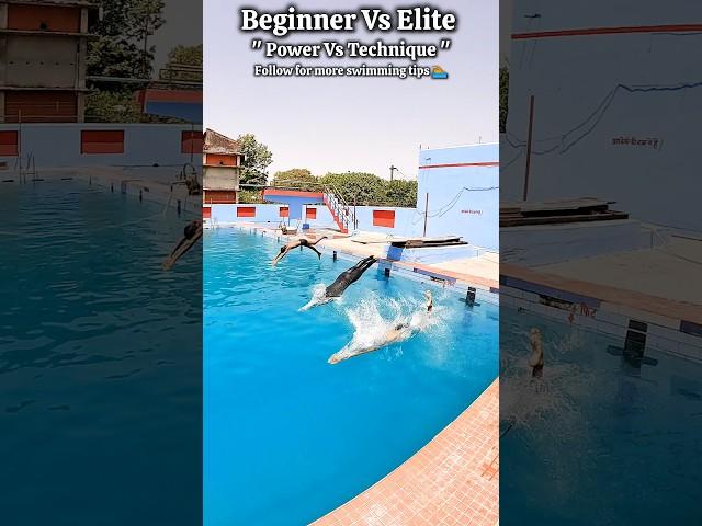 Beginner Vs Pro Swimmer (Power Vs Technique)  #swimminglessons #swimming #swim