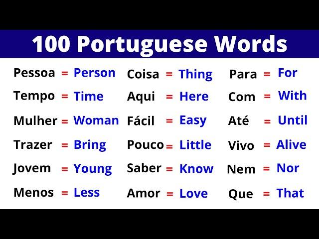 THE 100 MOST COMMON PORTUGUESE WORDS