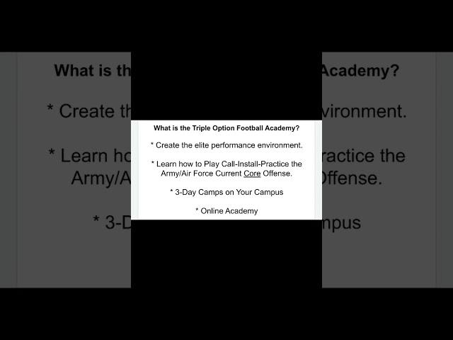 What is the Triple Option Football Academy?