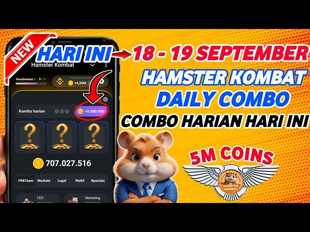 Combo Harian Hamster Kombat Hari Ini 18 - 19 September | Kombo Harian Hamster Kombat Terbaru