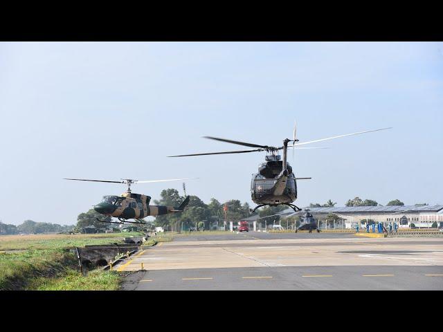 Sri Lanka Air Force Bell 412 Helicopters are taking off for Flypast #bell412 #viral