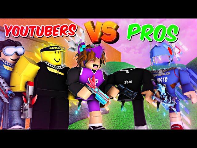 2 Youtubers vs 2 Pros in MM2..  (Murder Mystery 2) *Funny Moments*