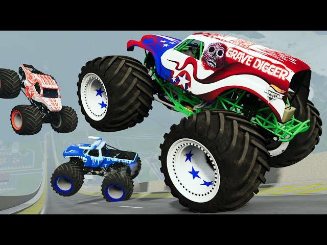 ThunderROARus, El Toro Loco, GRAVE DIGGER MONSTER JAM Racing Jumps and Destruction | BeamNG.Drive