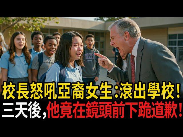 校長對著亞裔女學生怒吼：「滾出這間學校！」— 三天後，他竟在全美媒體鏡頭前下跪道歉！#感人故事 #老年故事 #口述故事 #人生故事 #幸福故事