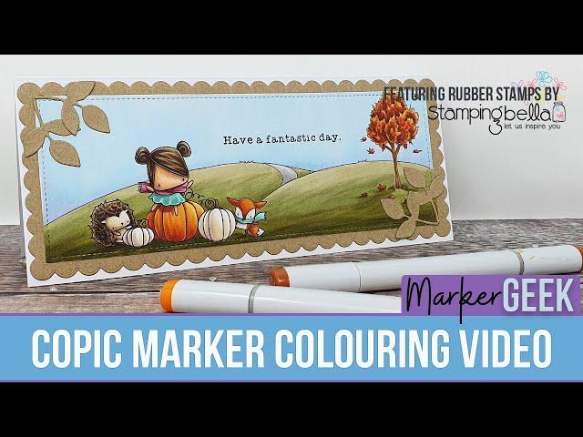 Copic Marker Colouring a Cute Autumn/Fall Scene with Stamping Bella Littles Rubber Stamps