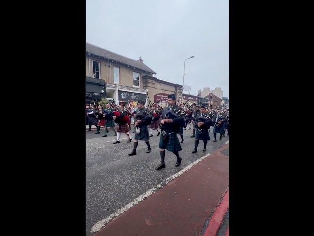 Pipe Bands lead the Maroon Mile Procession in Edinburgh