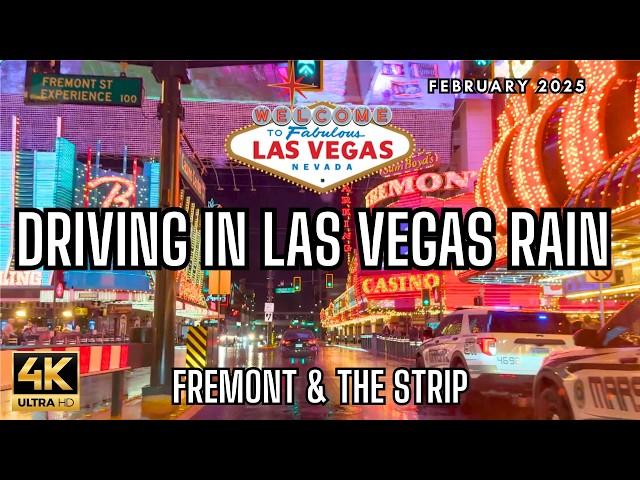 [4K] Driving on a Rainy Day in Las Vegas 2025  |  Fremont Street & The Las Vegas Strip