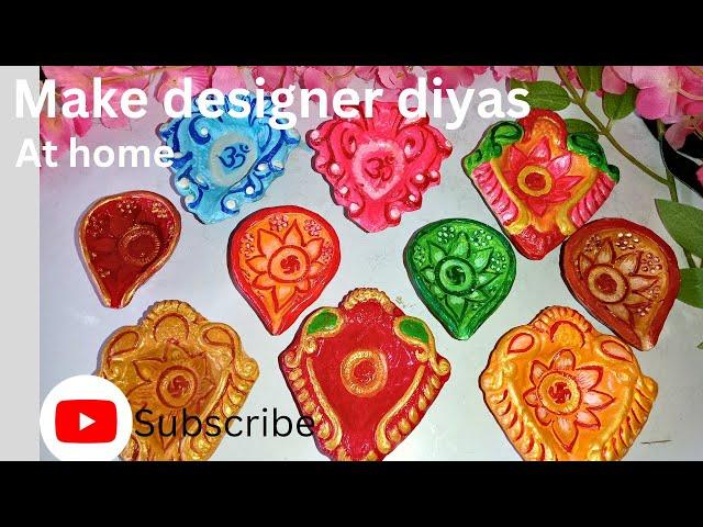 Eco-friendly designer diyas at home/made with clay#youtube#festival#homemade#diy #diwali#diy