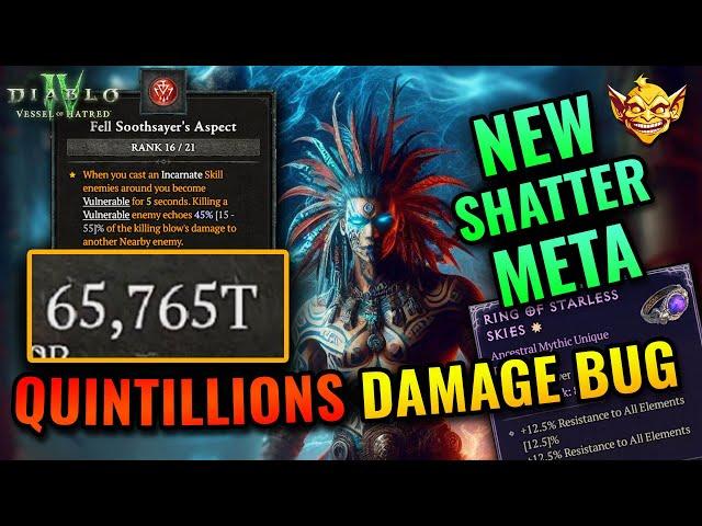 65,767 QUADRILLION DMG - New SHATTER Quill  Spiritborn Build Update - Diablo 4 Guide