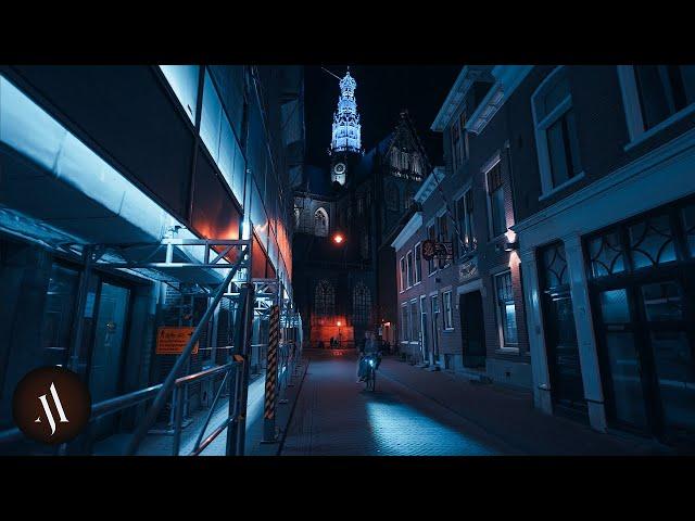 Night Walk in Haarlem Netherlands, 4K Binaural, City Sounds