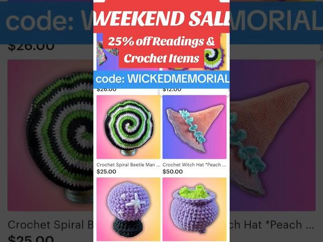 Memorial Weekend Flash Sale! 25% off Readings & Crochet Items 5/23 - 5/26/25 #wickedmoonlight #tarot