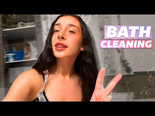 Bath Cleaning in Maid Costume [4K] Try on Haul Cute Outfit