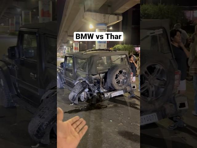 BMW vs Thar Accident #automobile #viral #trending #accidentnews #bmw #thar #subscribe #shorts