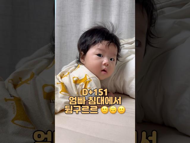 엄마 아빠 침대에서 뒹구르르 노는 채윤