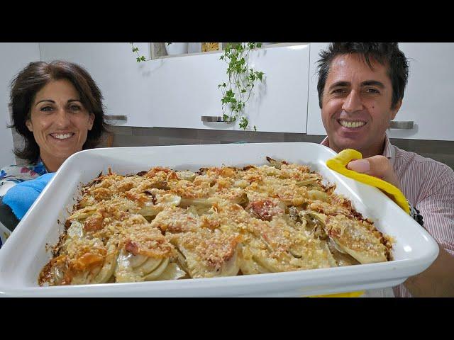 Finocchi gratinati al forno con prosciutto e formaggio - Ricetta