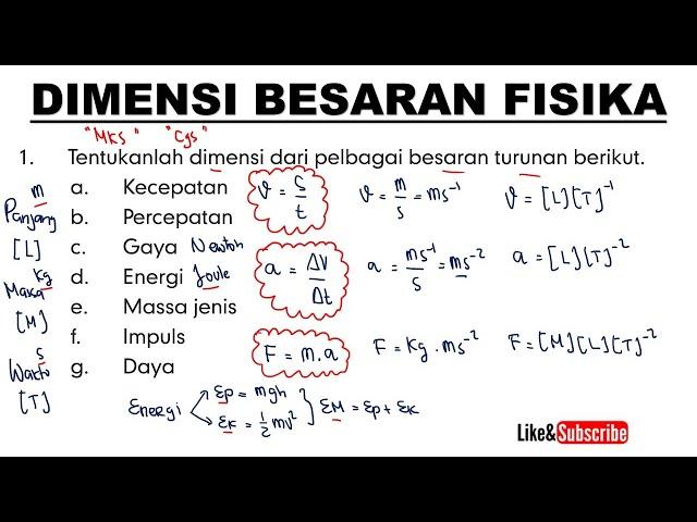 (BSE) MENENTUKAN DIMENSI BESARAN TURUNAN | Fisika SMA Kelas 10