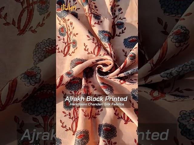 Block-Printed Beauty: Ajrakh Chanderi Silk Fabrics |Shop Now| iTokri.com