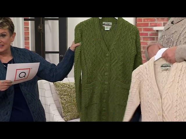 Aran Craft Merino Wool Long Boyfriend Button Front Cardigan on QVC